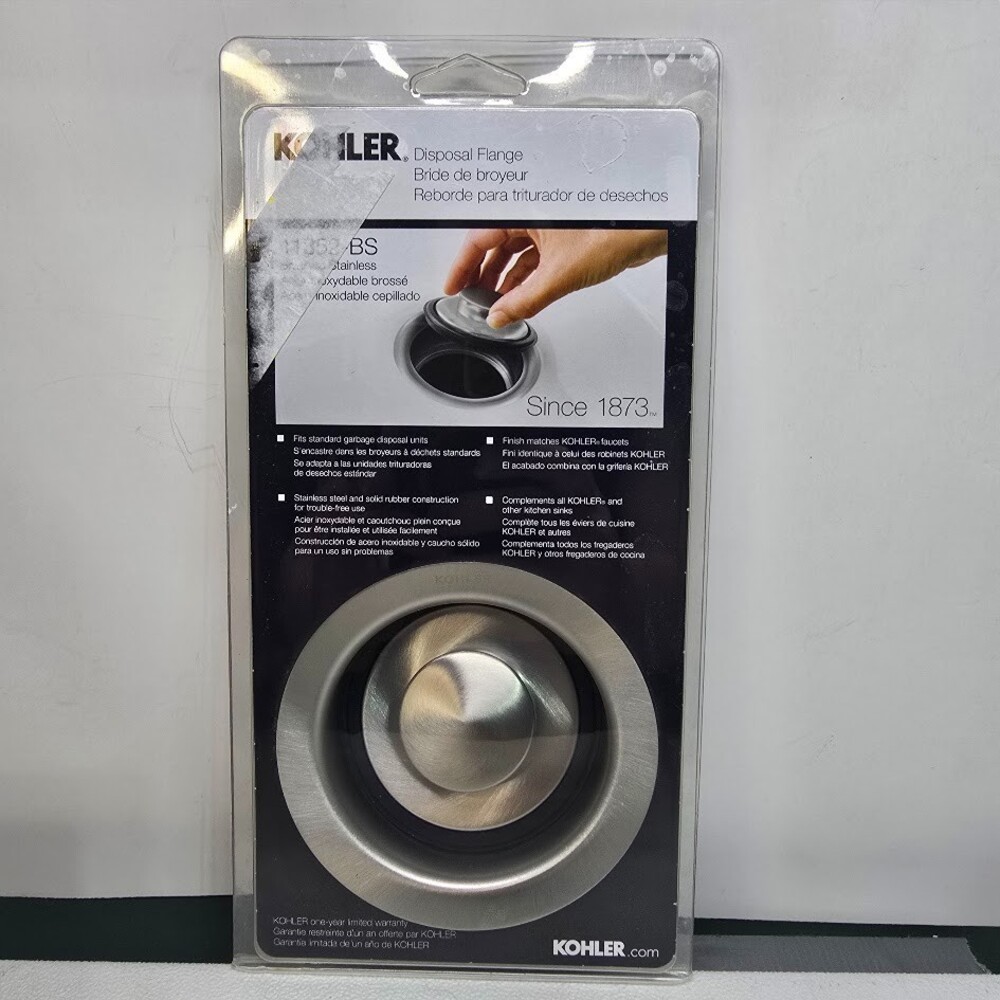 Kohler K-11352-BS Standard Garbage Disposal Flange & Stopper Brushed Stainless
